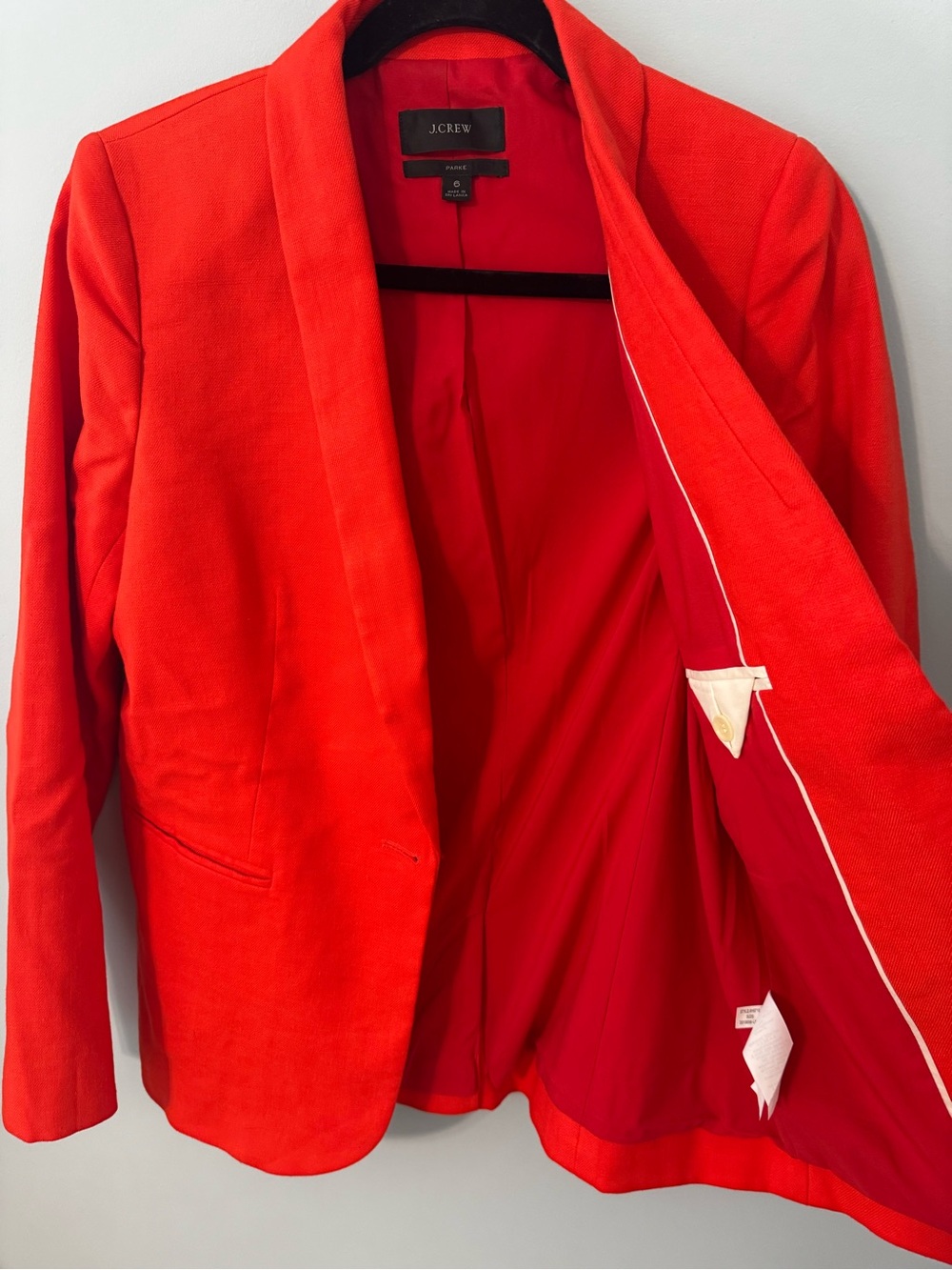 J Crew Parke Linen Blend Single Button Blazer in Brilliant Sunset - Picture 7 of 12